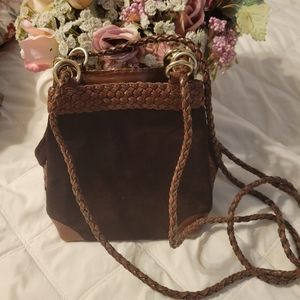 L.J.S. Collection Suede and Leather Crossbody Purse